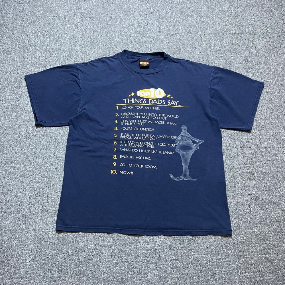 Vintage‎ TSI Top 10 Things Dads Say T-Shirt XL Navy Blue Funny Graphic Tee 90s